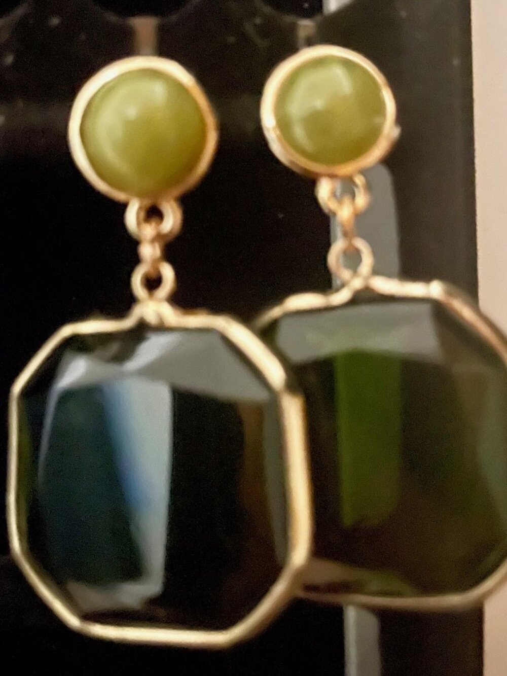 Loft gold & green two-tone statement earrings. NWOT (never worn).